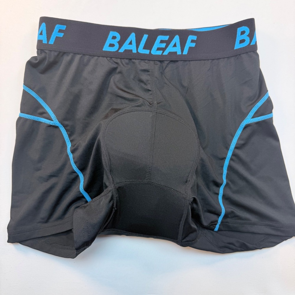 BALEAF Mens L 3D Padded Cycling Shorts Black Blue Bike MTB Compression Liner